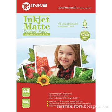 108g Inkjet Matte Coated Photo Paper